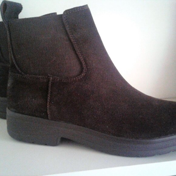 Lucky Brand Ankle Chelsea Boots Suede 6.5M Dark Brown - Picture 3 of 4
